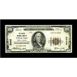 Yankton, SD - $100 1929 Ty. 1 The Dakota NB Ch. # 9445D 