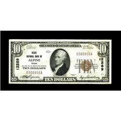 Alpine, TX - $10 1929 Ty. 1 State NB Ch. # 12289A scarc 