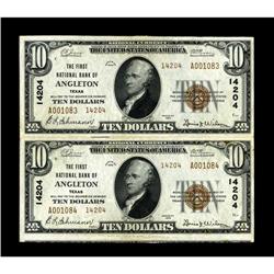 Angleton, TX - $10 1929 Ty. 2 The First NB Ch. # 14204 