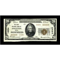 Angleton, TX - $20 1929 Ty. 2 The First NB Ch. # 14204 