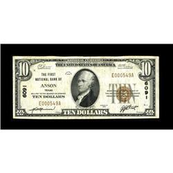 Anson, TX - $10 1929 Ty. 1 The First NB Ch. # 6091A ver 