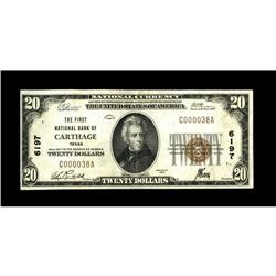 Carthage, TX - $20 1929 Ty. 1 The First NB Ch. # 6197An 