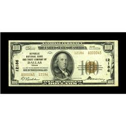 Dallas, TX - $100 1929 Ty. 2 Republic NB & TC Ch. # 121 