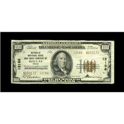 Dallas, TX - $100 1929 Ty. 2 The Republic NB Ch. # 1218 