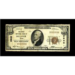 Decatur, TX - $10 1929 Ty. 1 The First NB Ch. # 2940A v 
