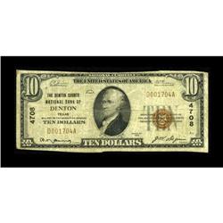 Denton, TX - $10 1929 Ty. 1 The Denton County NB Ch. # 