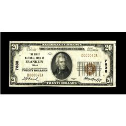 Franklin, TX - $20 1929 Ty. 1 The First NB Ch. # 7838A 
