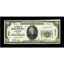 Gilmer, TX - $20 1929 Ty. 1 The Farmers & Merchants NB 