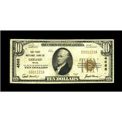 Goliad, TX - $10 1929 Ty. 1 The First NB Ch. # 4565This 