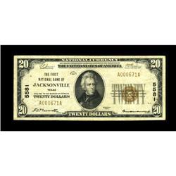 Jacksonville, TX - $20 1929 Ty. 1 The First NB Ch. # 55 