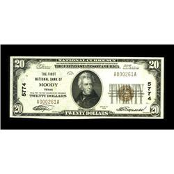 Moody, TX - $20 1929 Ty. 1 The First NB Ch. # 5774This 
