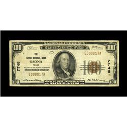 Ozona, TX - $100 1929 Ty. 1 The Ozona NB Ch. # 7748A ve 