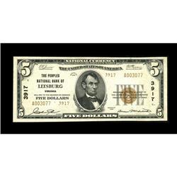 Leesburg, VA - $5 1929 Ty. 2 The Peoples NB Ch. # 3917T 