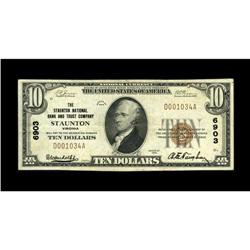 Staunton, VA - $10 1929 Ty. 1 The Staunton NB & TC Ch. 