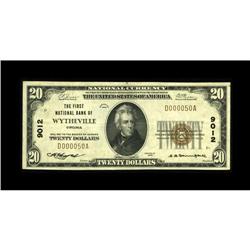 Wytheville, VA - $20 1929 Ty. 1 The First NB Ch. # 9012 