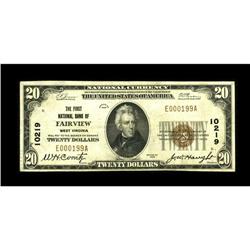 Fairview, WV - $20 1929 Ty. 1 The First NB Ch. # 10219T 