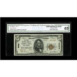 Terra Alta, WV - $5 1929 Ty. 2 The First NB Ch. # 6999A 