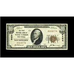 West Union, WV - $10 1929 Ty. 1 The First NB Ch. # 6424 
