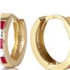 Image 1 : Genuine 1.26 ctw Ruby & White Topaz Earrings 14KT Yellow Gold - REF-39V3W