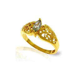 Genuine 0.20 CTW Green Amethyst Ring 14KT Yellow Gold - REF-47H2X