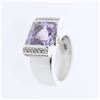 Image 1 : Natural 5.68 CTW Amethyst & Diamond Ring 14K White Gold - REF-78Y3N