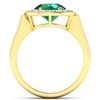 Image 2 : Natural 2.38 CTW Zambian Emerald & Diamond Ring 14K Yellow Gold - REF-107W8X