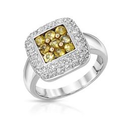 Natural 1.48 CTW Yellow Sapphire & Diamond Ring 14K White Gold - REF-86M4F