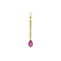 Genuine 1.80 ctw Pink Topaz & Diamond Necklace 14KT Yellow Gold - REF-33Z8N