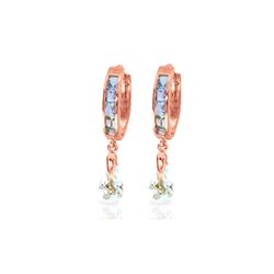 Genuine 2.95 ctw Aquamarine Earrings 14KT Rose Gold - REF-56V9W