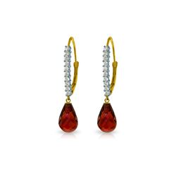 Genuine 4.8 ctw Garnet & Diamond Earrings 14KT White Gold - REF-53N2R