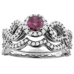 1.10 CTW Rhodolite & Diamond Ring 10K White Gold - REF-81W8F