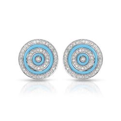 Natural 1.81 CTW Turquoise & Diamond Earrings 14K White Gold - REF-102H6W