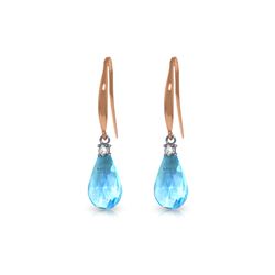 Genuine 4.6 ctw Blue Topaz & Diamond Earrings 14KT Rose Gold - REF-28H8X