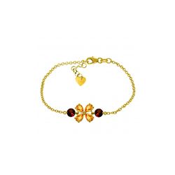 Genuine 3.15 ctw Citrine & Garnet Bracelet 14KT Yellow Gold - REF-56V4W