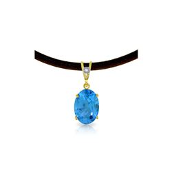 Genuine 7.56 ctw Blue Topaz & Diamond Necklace 14KT Yellow Gold - REF-35F5Z