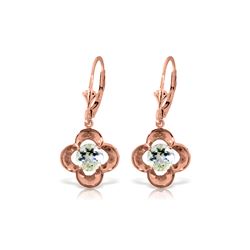 Genuine 1.10 ctw Aquamarine Earrings 14KT Rose Gold - REF-40N8R