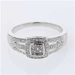 Natural 0.15 CTW Diamond Ring 14K White Gold - REF-40H5W