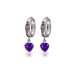 Genuine 4.1 ctw Amethyst Earrings 14KT White Gold - REF-52F2Z