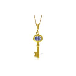 Genuine 0.50 ctw Tanzanite Necklace 14KT Yellow Gold - REF-35V9W