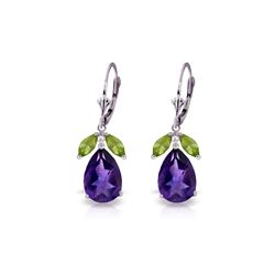 Genuine 13 ctw Amethyst & Peridot Earrings 14KT White Gold - REF-61F2Z