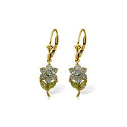 Genuine 2.12 ctw Aquamarine & Pearl Earrings 14KT Yellow Gold - REF-47A4K