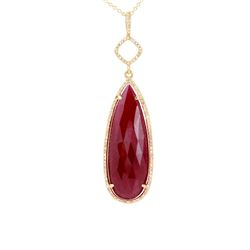 Natural 15.64 CTW Ruby & Diamond Necklace 14K Yellow Gold - REF-67M5F