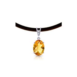 Genuine 7.56 ctw Citrine & Diamond Necklace 14KT White Gold - REF-35M5T