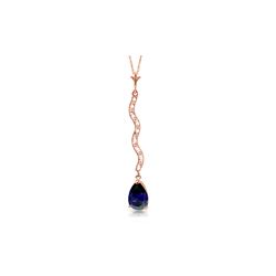 Genuine 1.79 ctw Sapphire & Diamond Necklace 14KT Rose Gold - REF-40Z7N