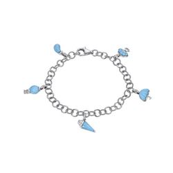 Natural 3.29 CTW Turquoise & Diamond Bracelet 14K White Gold - REF-90X2T