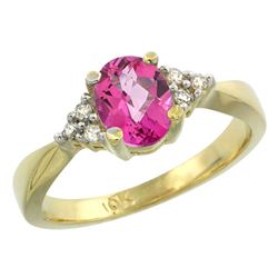 1.06 CTW Pink Topaz & Diamond Ring 14K Yellow Gold - REF-36N9Y