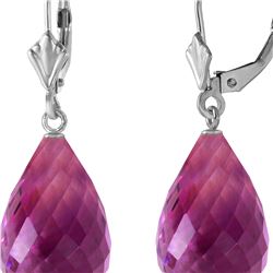 Genuine 14 ctw Amethyst Earrings 14KT White Gold - REF-28K5V