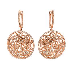 Natural 1.66 CTW Diamond Earrings 14K Rose Gold - REF-143Y3N