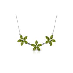 Genuine 4.2 ctw Peridot Necklace 14KT White Gold - REF-60X7M