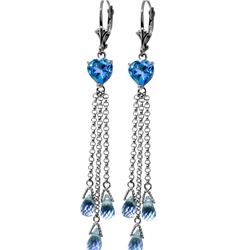 Genuine 9.5 ctw Blue Topaz Earrings 14KT White Gold - REF-62R2P